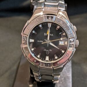 Bulova Marine Star Black and Silver Watch
